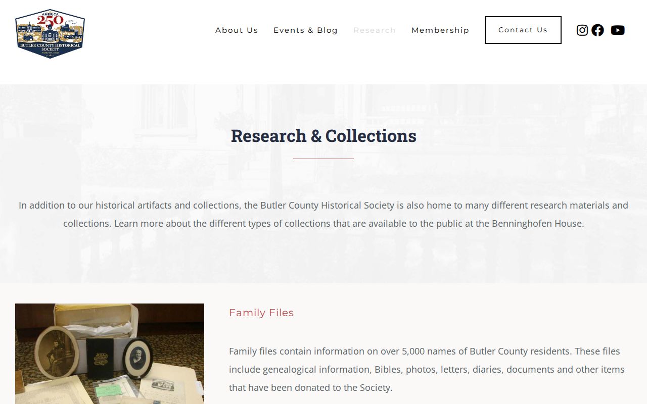 Liberty Township previous residents research through Butler County Historical Society maps and collections