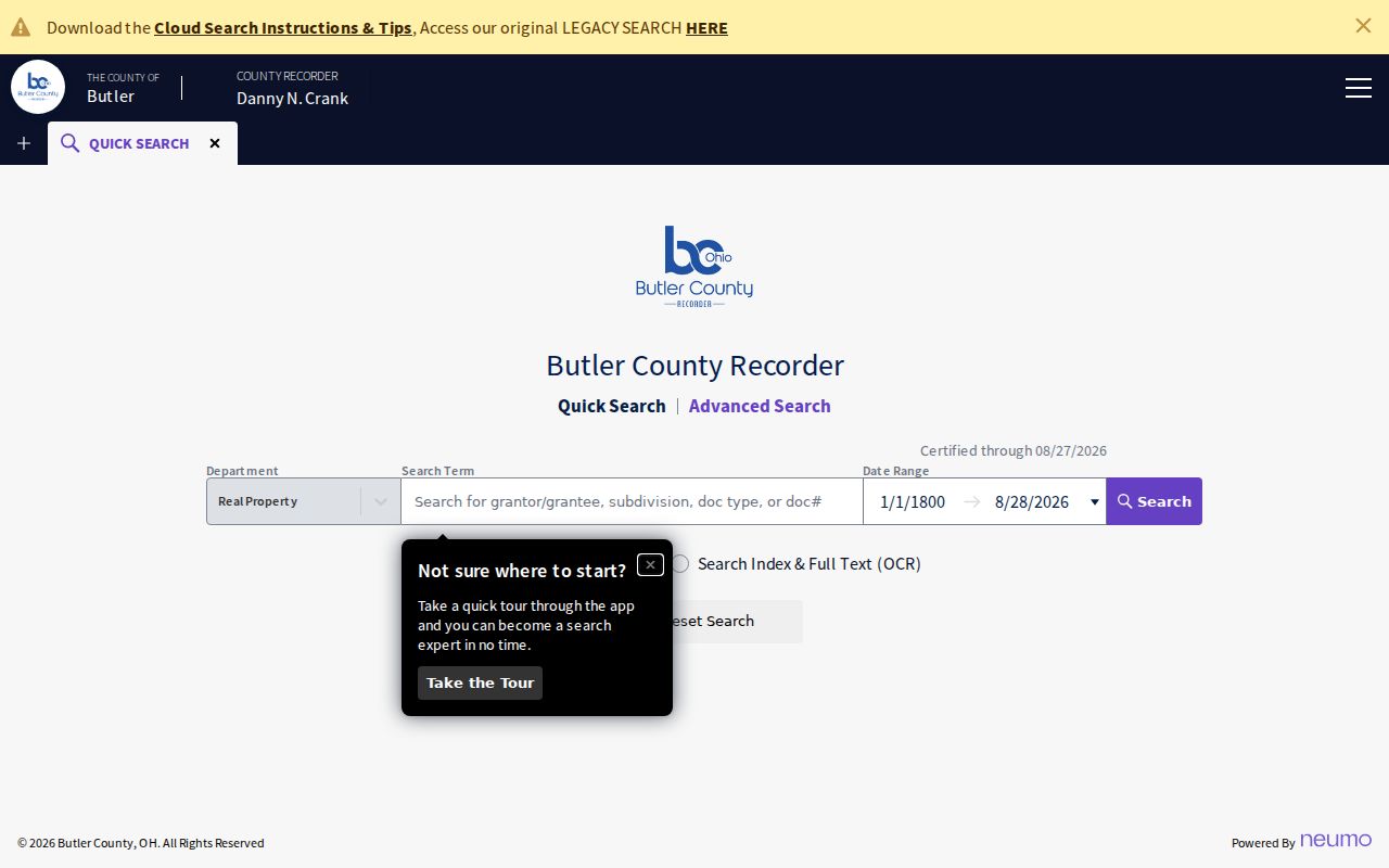 Liberty Township previous residents research in Butler County Recorder Cloud Search