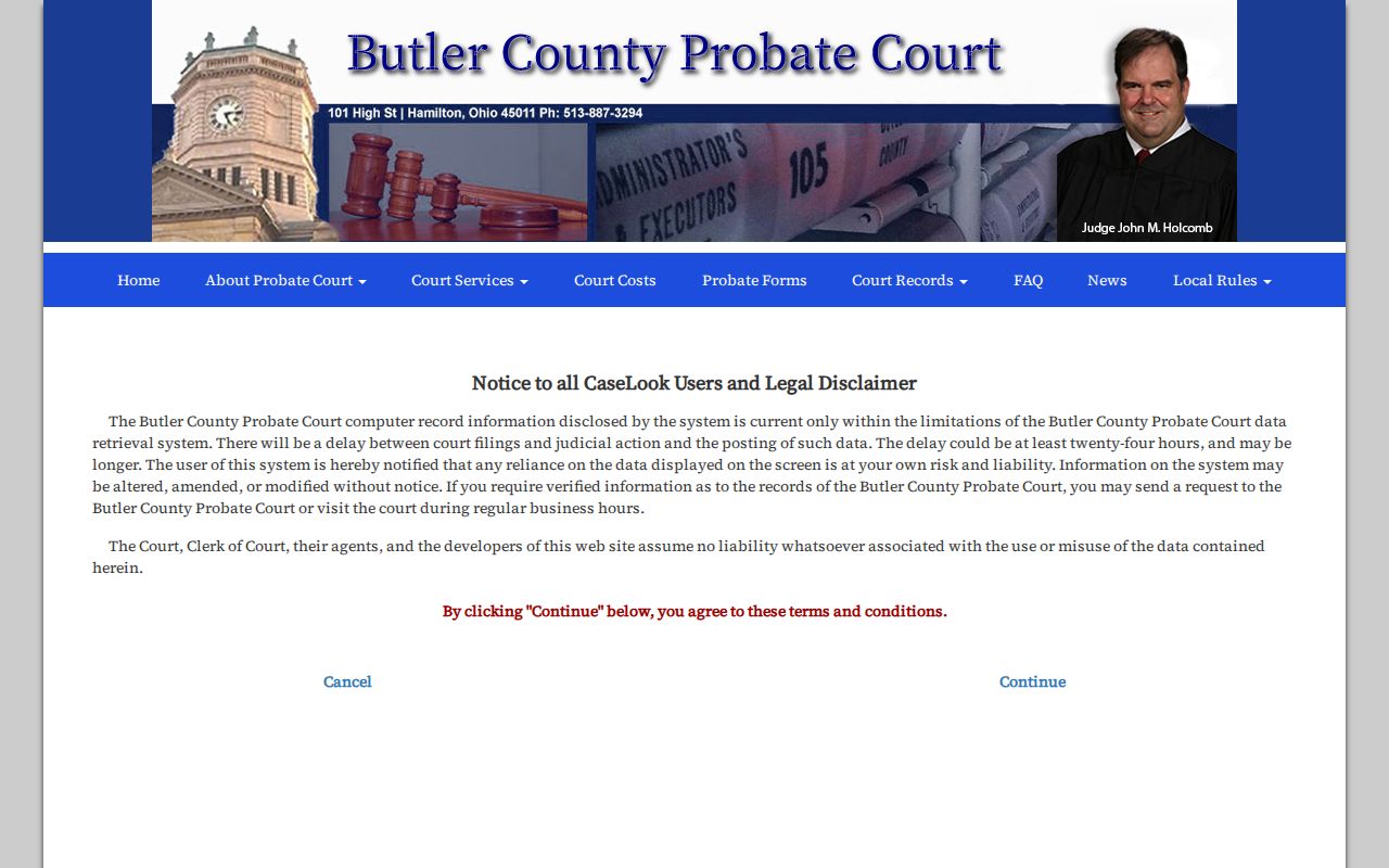 Liberty Township resident lookup through the Butler County Probate Court record search